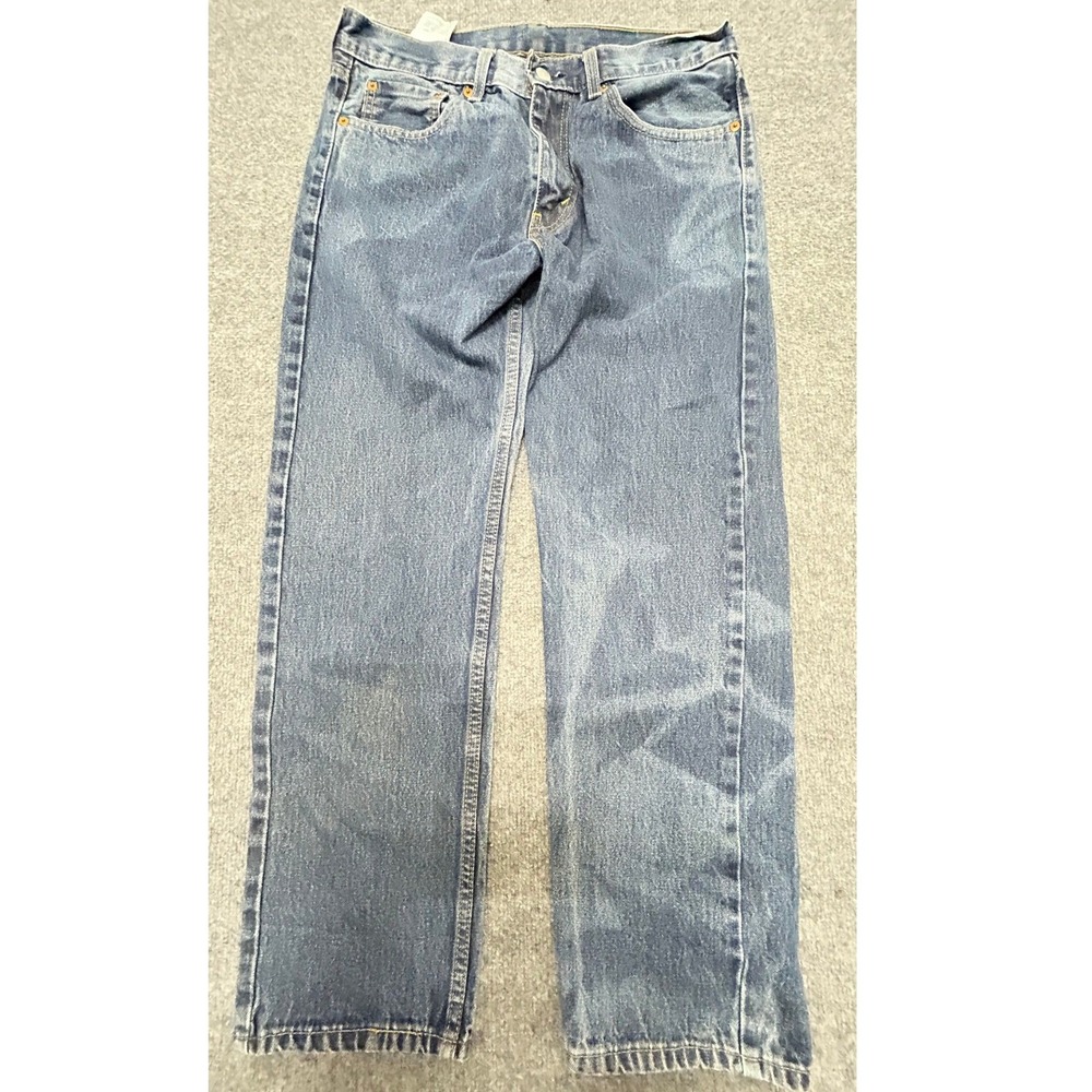 Levi's Jeans Mens Size 32 Blue 505 Straight Leg Regular Fit Denim Stained